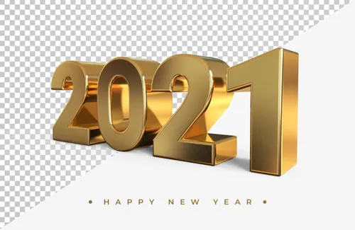 2021新年金色主题字黄金3D立体字高清渲染图片素材 Gold 2021 new year 3d rendering
