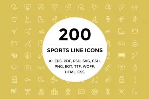 体育主题运动系列图标 200 Sports Line Icons
