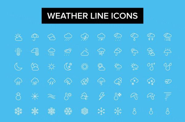 天气主题线条图标素材 Weather Line Icons