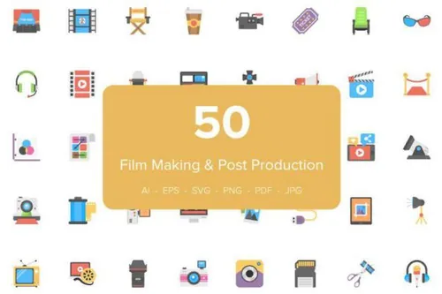 扁平设计风格电影 Flat Film Making Icons