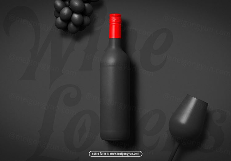葡萄酒贴图样机 Wine Mockup p05