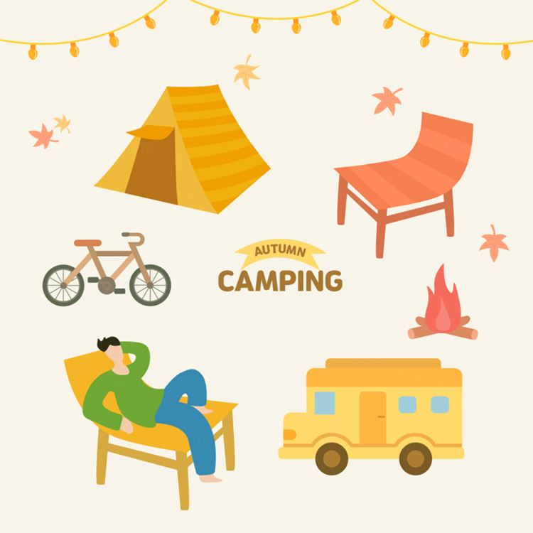 秋天户外徒步骑行旅游秋季休闲娱乐活动矢量插画人物素材 Autumn Climbing