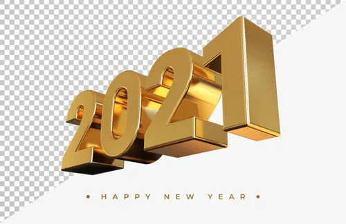 2021新年金色主题字黄金3D立体字高清渲染图片素材 Gold 2021 new year 3d rendering