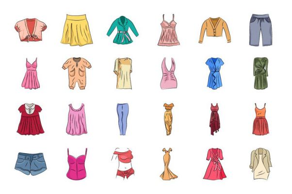 手绘服装矢量图标素材合集 Clothes Hand Drawn Vec