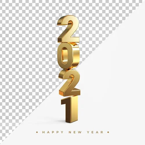 2021新年金色主题字黄金3D立体字高清渲染图片素材 Gold 2021 new year 3d rendering