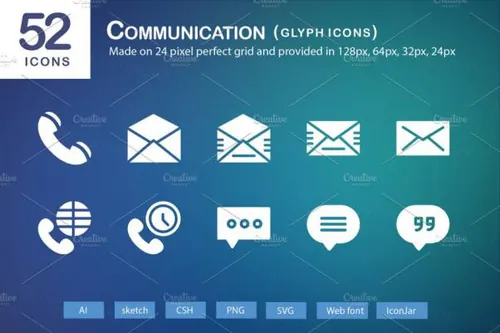 通信符号图标 Communication Glyph Icons