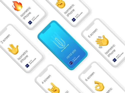 苹果手机等距视角场景展示模版 iPhone Mockup Front