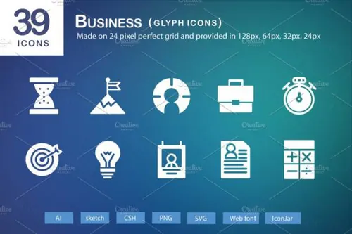 企业商务主题业务符号图标Business Glyph Icons