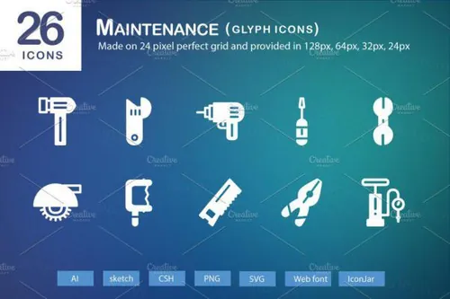 建筑维修工具icon图标 Maintenance Glyph Icons