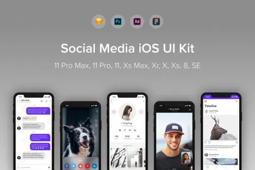 社交媒体平台iOS应用UI设计套件 Social Media iOS