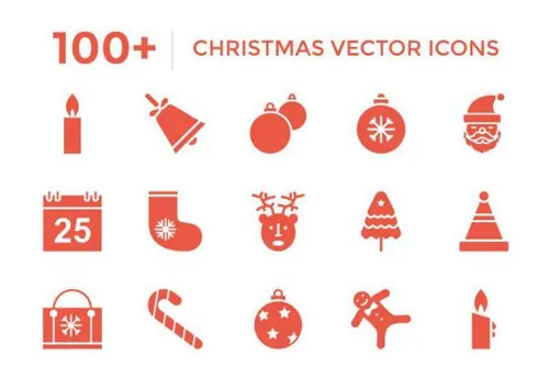 圣诞节日装饰矢量图标 100+ Christmas Vector Icons