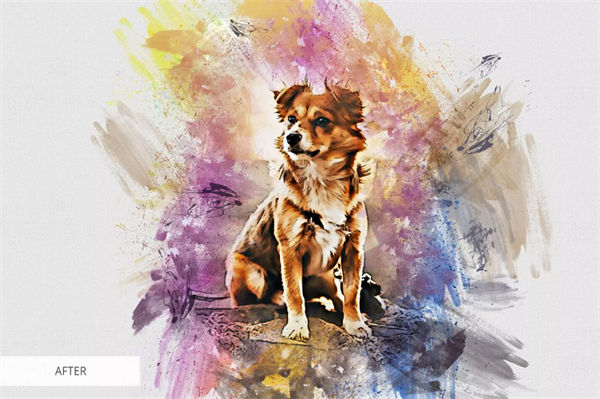 水彩画背景照片效果ps动作下载