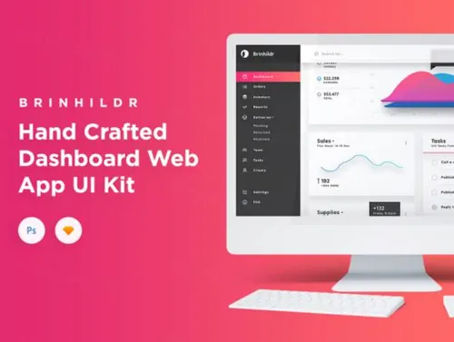 时尚现代数据图表分析电子商务仪表板Web UI工具包网页模板Brinhildr