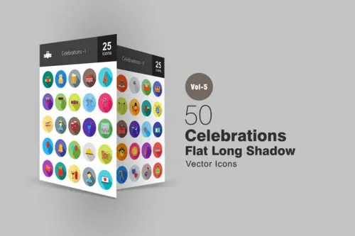 庆祝主题长阴影圆形图标素材 Celebrations Flat Shado