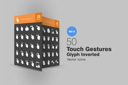 50枚触屏手势动作图标素材 Touch Gestures Glyph Inver