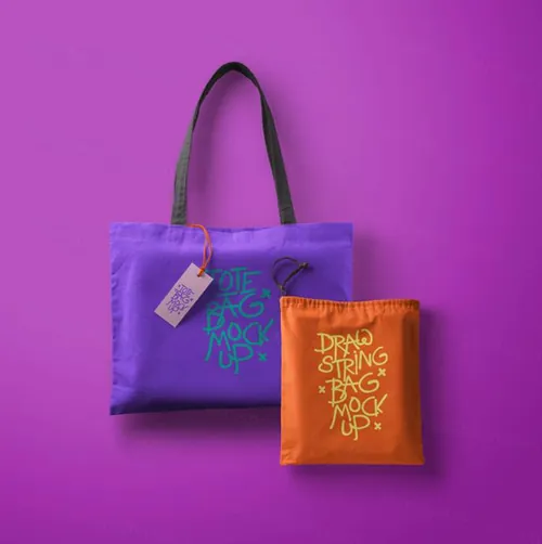 手提袋抽绳样机 Psd Tote Bag Drawstring Mockup