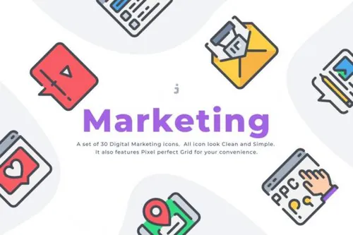 30枚市场营销主题图标合集 Digital Marketing icon