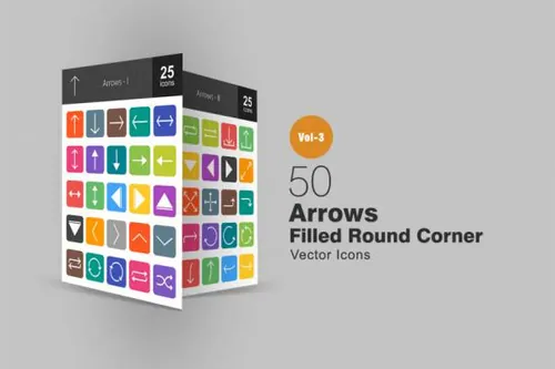 箭头圆角图标素材Arrows Flat Round Corner Icons