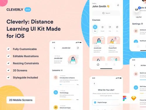 远程学习在线教育网络培训移动APP应用UI界面素材 Cleverly: