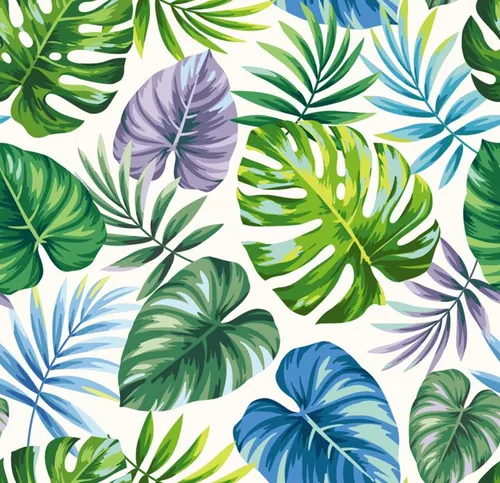 绿色热带植物无缝图案异国棕榈叶高清背景矢量插图设计素材Tropical palm leaves