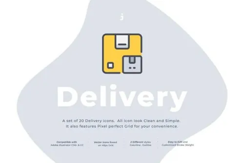 物流运输配送主题矢量图标套装 Delivery Icon set