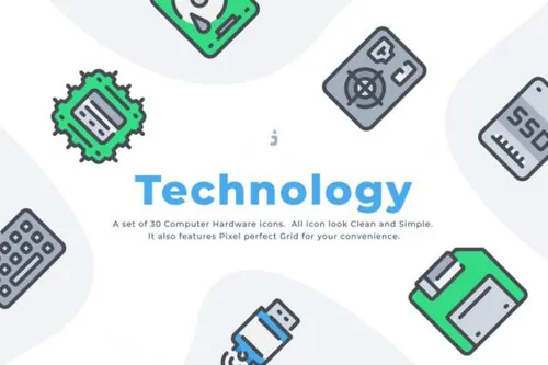 30枚计算机硬件矢量图标合集 30 Computer Hardware