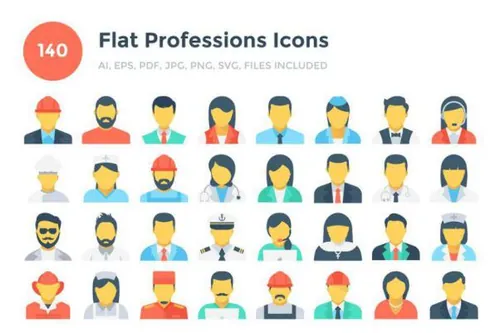 职业人物形象扁平化设计图标素材 140 Flat Professions