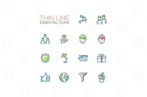 商业主题线条图标设计素材包 Business Thin Single Line