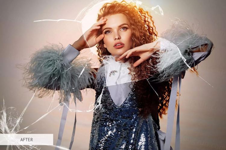 破碎玻璃照片ps叠层