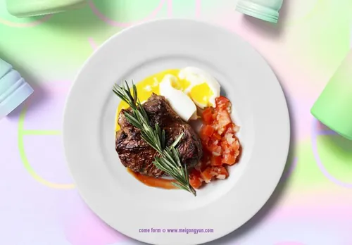 西餐牛排贴图样机Western food steak Mockups