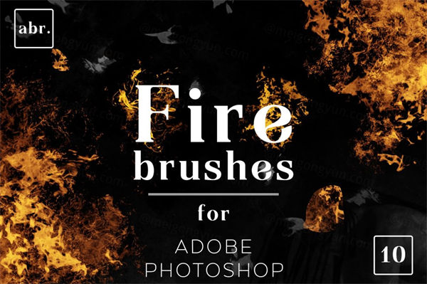 逼真的魔术火焰效果图片PS笔刷素材 Fire Photoshop Br