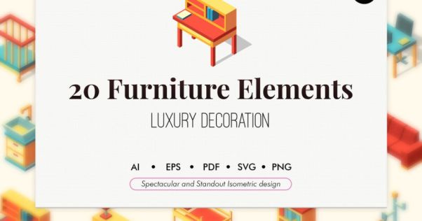欧式家具等距阴影图标素材 25 Furniture isometric