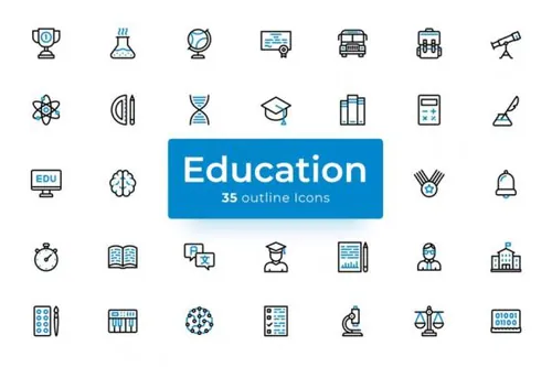 教育培训主题矢量图标素材 Education – Icons Pack