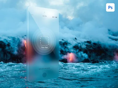 透明电话概念样机贴图展示模版 Phone Concept Mockup