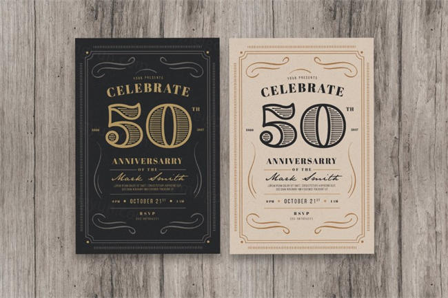 经典的周年邀请函海报 Vintage Anniversarry invitation