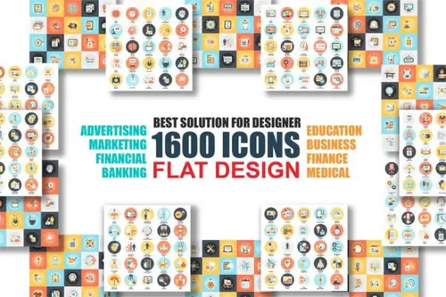 多主题扁平设计风格矢量图标套装 Bundle Flat Icons