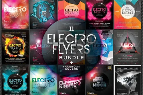电子音乐聚会海报模板 Electro Flyers Bundle