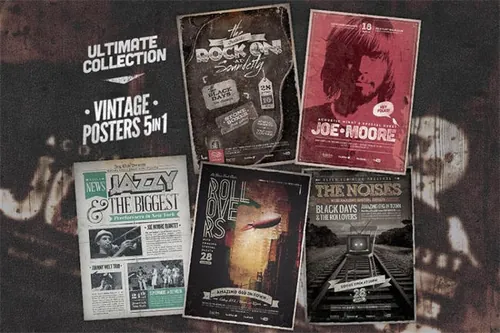 简单怀旧的海报模板合集 Ultimate Vintage Poster Bundle