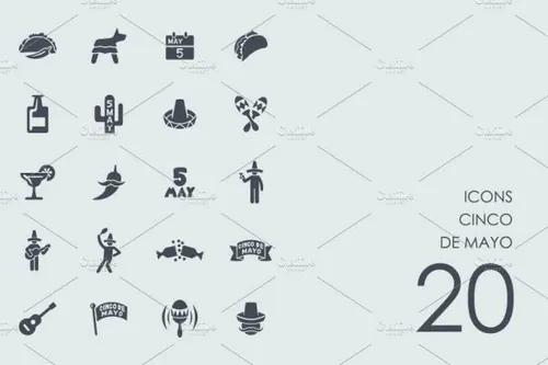 拉美裔文化节主题图标素材 Cinco de Mayo icons