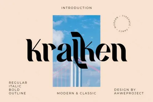 现代细腻优雅奢华的英文衬线字体 Kralken Font