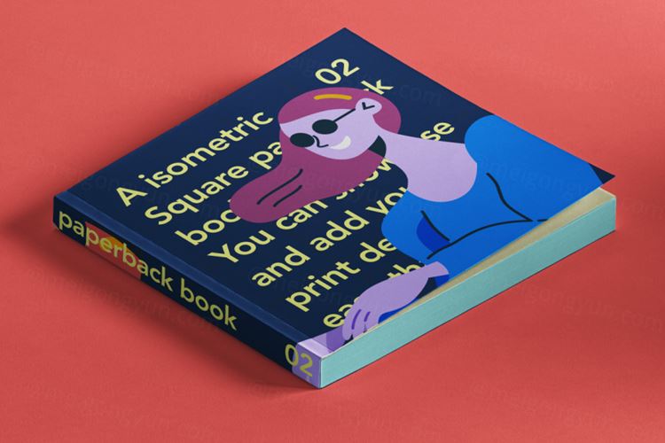 平装风格的目录方形psd书样机 Perspective Square Psd Book Mockup
