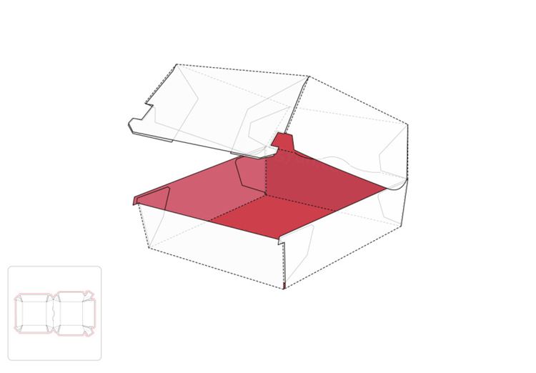 快餐三明治汉堡盒模切图/刀模图EPS源文件
