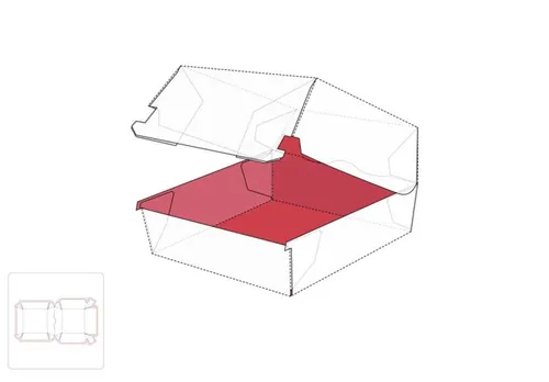 快餐三明治汉堡盒模切图/刀模图EPS源文件