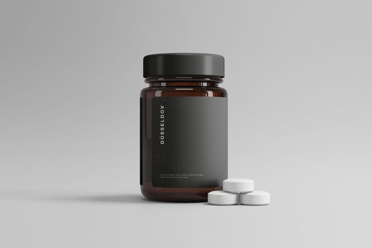 塑料药瓶外观设计展示样机模板 Medicine Bottle with Pills Mockup