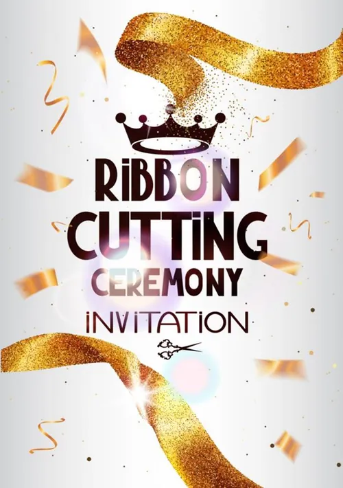 盛大开幕的背景与黄金闪耀丝带节日庆祝矢量插图海报设计素材Grand Opening background