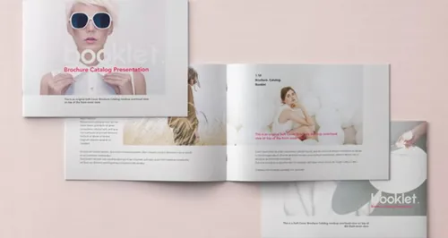 书籍杂志画册模型PSD贴图模板A4 Landscape Psd Brochure Mockup