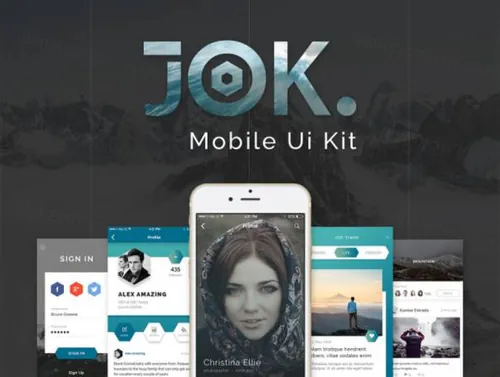 干净时尚艺术社交媒体资讯博客移动手机应用程序APP UI工具包JOK