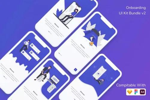 APP应用引导页面启动界面UI设计套件v2 Onboarding UI