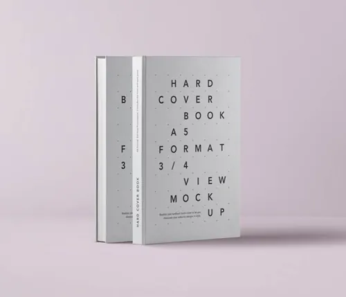 精装书的正面和背面样机 Psd A5 Hardcover Book Vol1