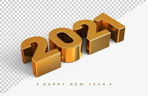 2021新年金色主题字黄金3D立体字高清渲染图片素材 Gold 2021 new year 3d rendering